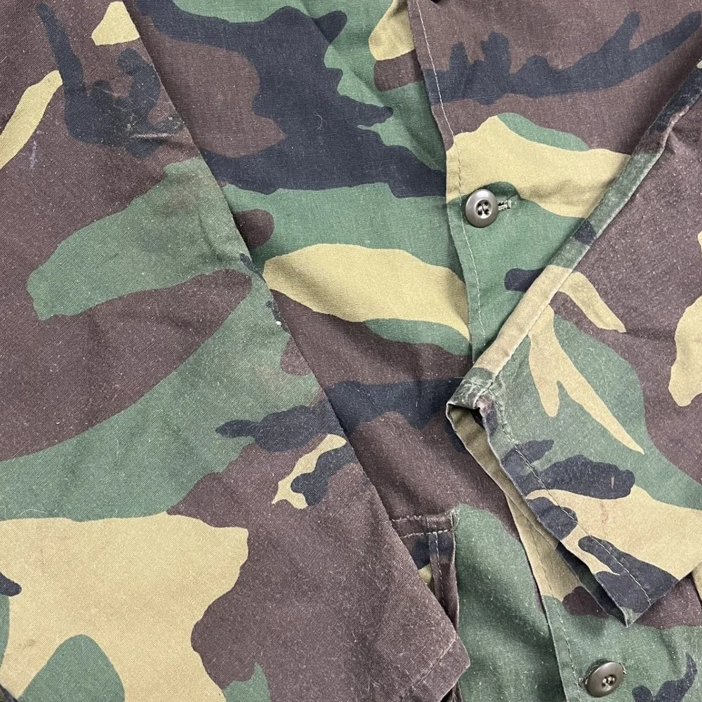 Vintage Woodland Camo Field Jacket Mens M Green Brown Military Utility Coat